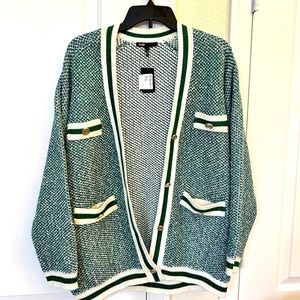 Maje Fancy lurex knit cardigan green size 3